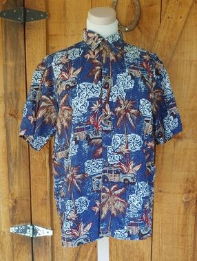 Point Zero Woody Wagon Hawaiian Print Button-Down Shirt